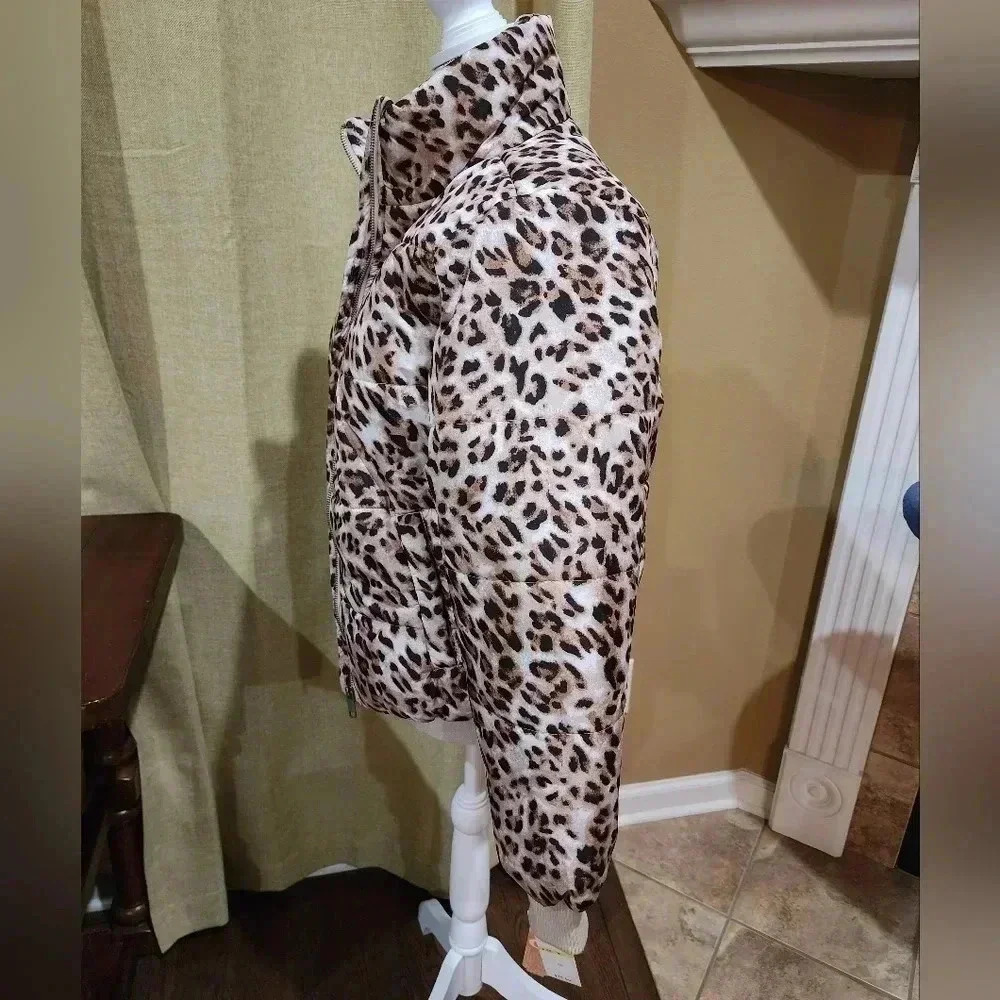 GB women's puffer jacket leopard print size M New - Picture 2 of 12